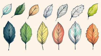 Artistic leaf drawing, editable strokes, easily changeable colors, offering versatility for creative projects, top view