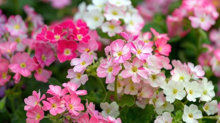 A bouquet of pink and white flowers with a green stem. Generate AI image