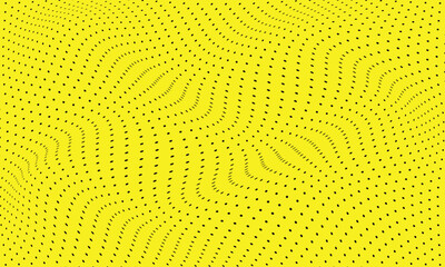 abstract simple black dot wave pattern on yellow can be used background.