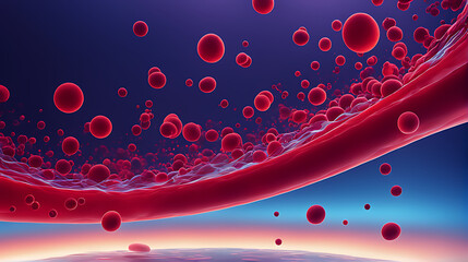  Red Blood Cell Background: Abstract Vein Flow and Platelet Wave for Medicine and Cancer Research