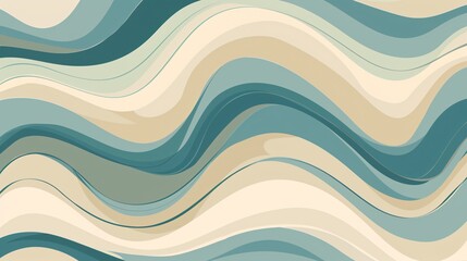 Fototapeta premium Abstract Wavy Background with Teal and Beige Colors