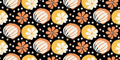 Midcentury modern floral endless border. Organic summer gender neutral retro matisse edging. 