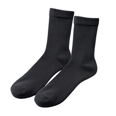 Pair of black cotton socks isolated on transparent background
