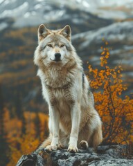 Obraz premium Beautiful photo of a wild wolf out in nature