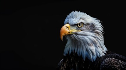 Obraz premium Bald Eagle Portrait Against a Dark Background
