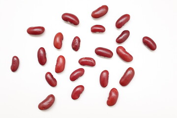 Red beans seeds on white 