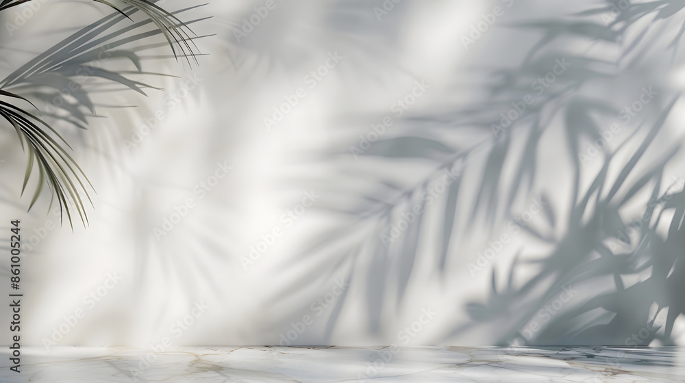 Poster minimalistic light background with blurred foliage shadow on a light wall beautiful background for p