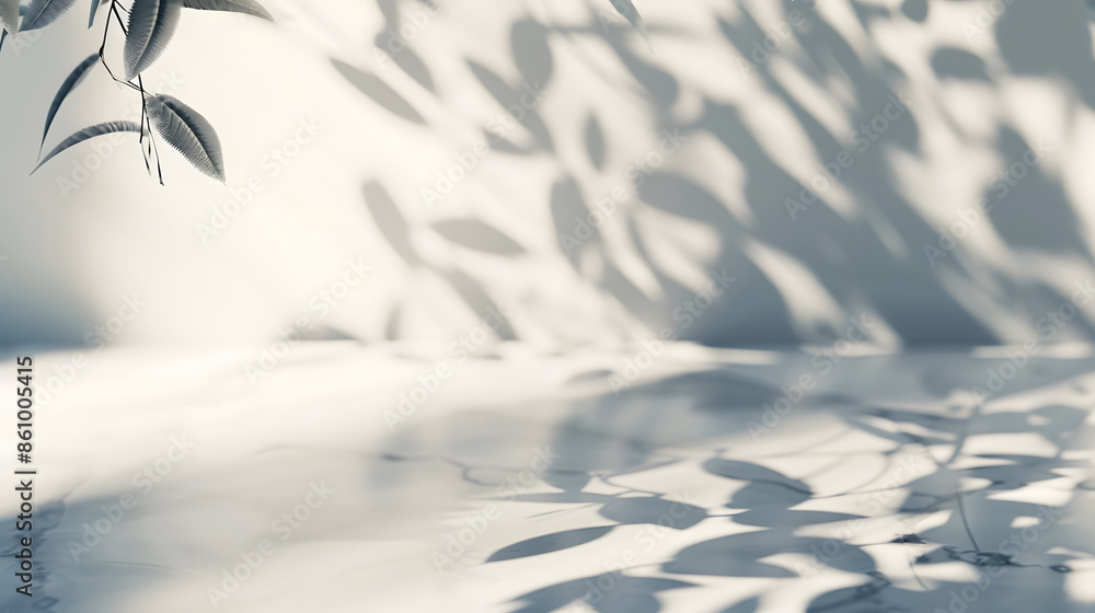 Poster minimalistic light background with blurred foliage shadow on a light wall beautiful background for p