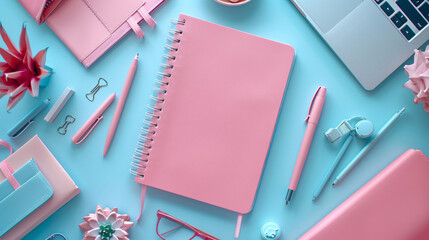 Colorful stationary supplies for kindergarten students on a study table, useful for school and educational purposes.