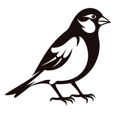 Fototapeta premium silhouette sparrow birds black and white style vector file eps