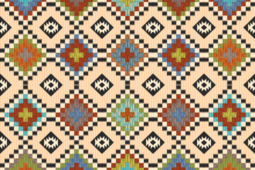 Native American geometric ethnic pattern, seamless pattern of the Navajo tribe. Seamless vector pattern, seamless Mexican rug, woven carpet. Folk embroidery, Bohemian, Aztec style.