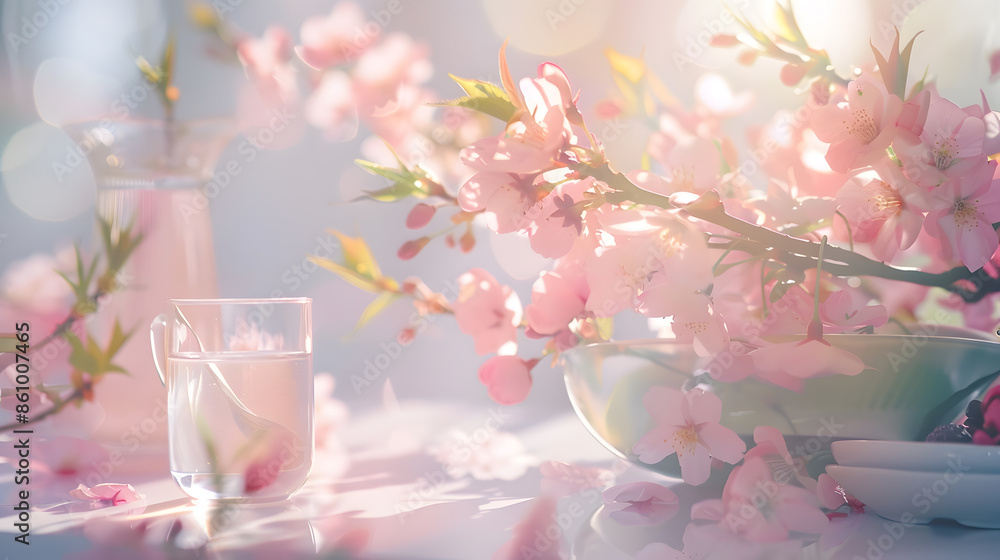 Poster Table background and spring time : Generative AI