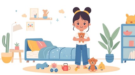 Cute Girl in a Playroom