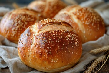 photo of freshly baked aromatic round bread