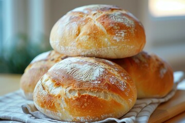 photo of freshly baked aromatic round bread
