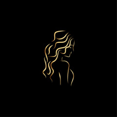 Line Art Woman Beauty Logo Vector Illustration