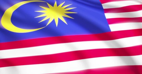 flag of Malaysia. Malaysian flag background. 4k 60FPS