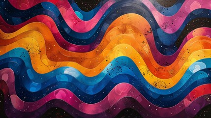 Abstract Wavy Pattern with Colorful Layers