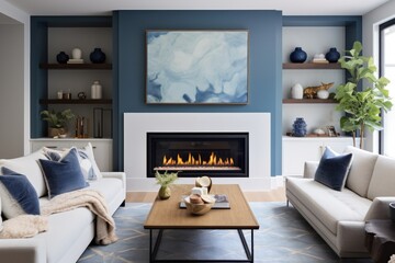 Cozy living room with modern fireplace