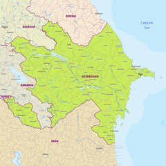 Obraz premium simple political vector map of Azerbaijan