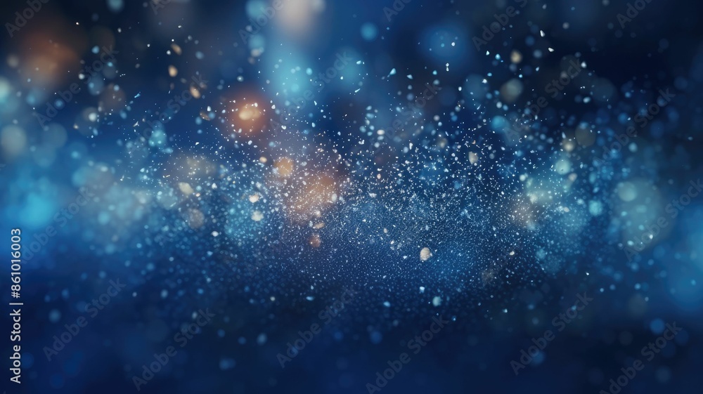 Aufkleber abstract digital artwork of dynamic blue particles with glowing elements and dark background. shiny 