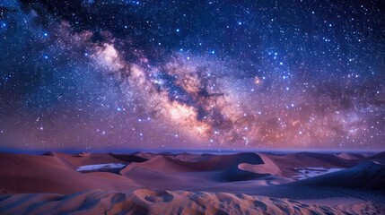 Naklejka premium Tranquil dunes starry magenta sky above