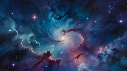 Fototapeta premium Beautiful nebulae and stars in the night sky. Supernova background wallpaper