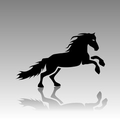 Silhouette of a horse in motion. Illustration of a silhouette of a horse in motion as a logo design