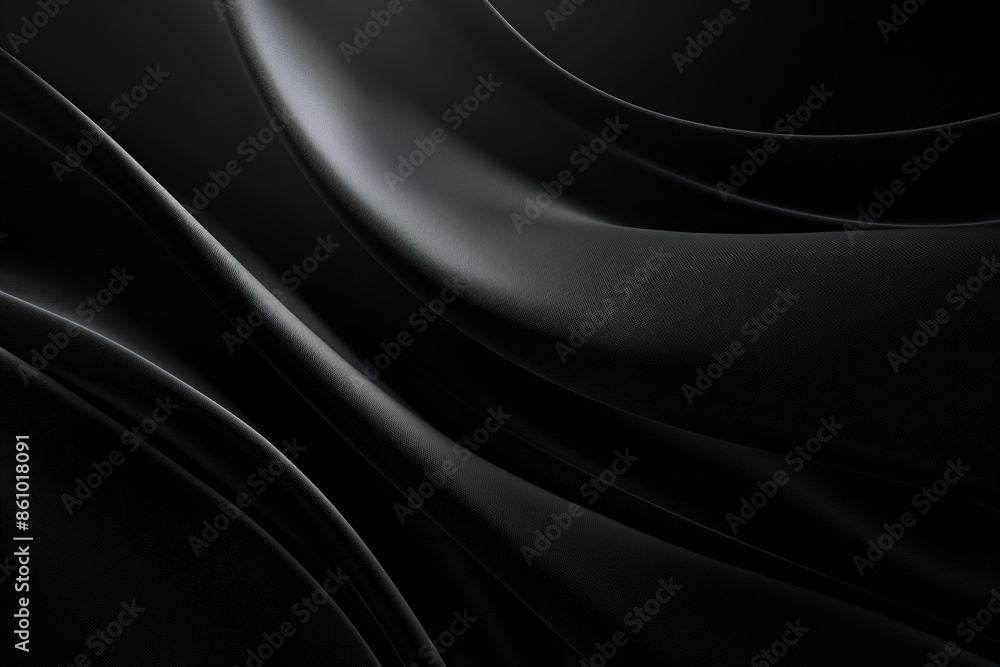 Wall mural Abstract black cloth background flowing and waving