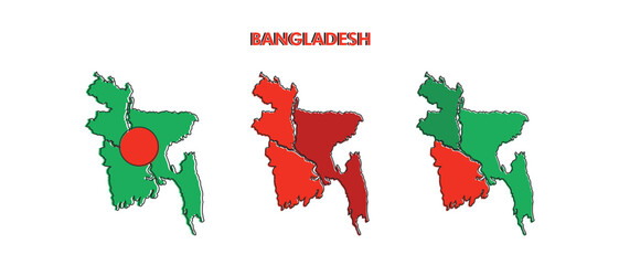 Set of Bangladesh map isolated on white background