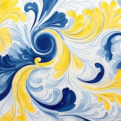 Fototapeta premium Abstract Blue and Yellow Swirling Pattern