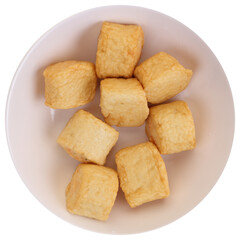 Fish tofu in white bowl