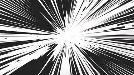 Retro-style banner with manga-inspired comic effects and dynamic black lines for decoration.