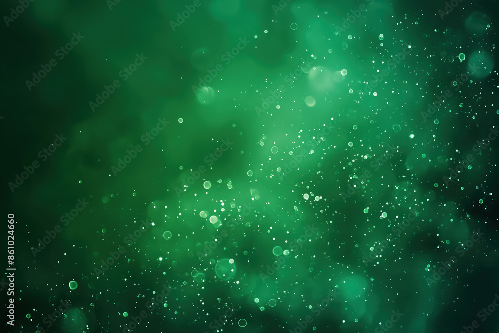 Aufkleber abstract green background with glowing particles and bokeh