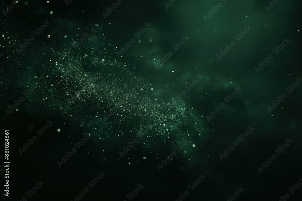 Poster abstract green particles background floating in empty space