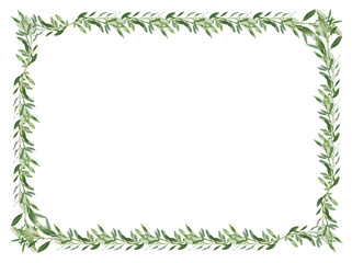 Cadre de feuilles vertes d’olivier