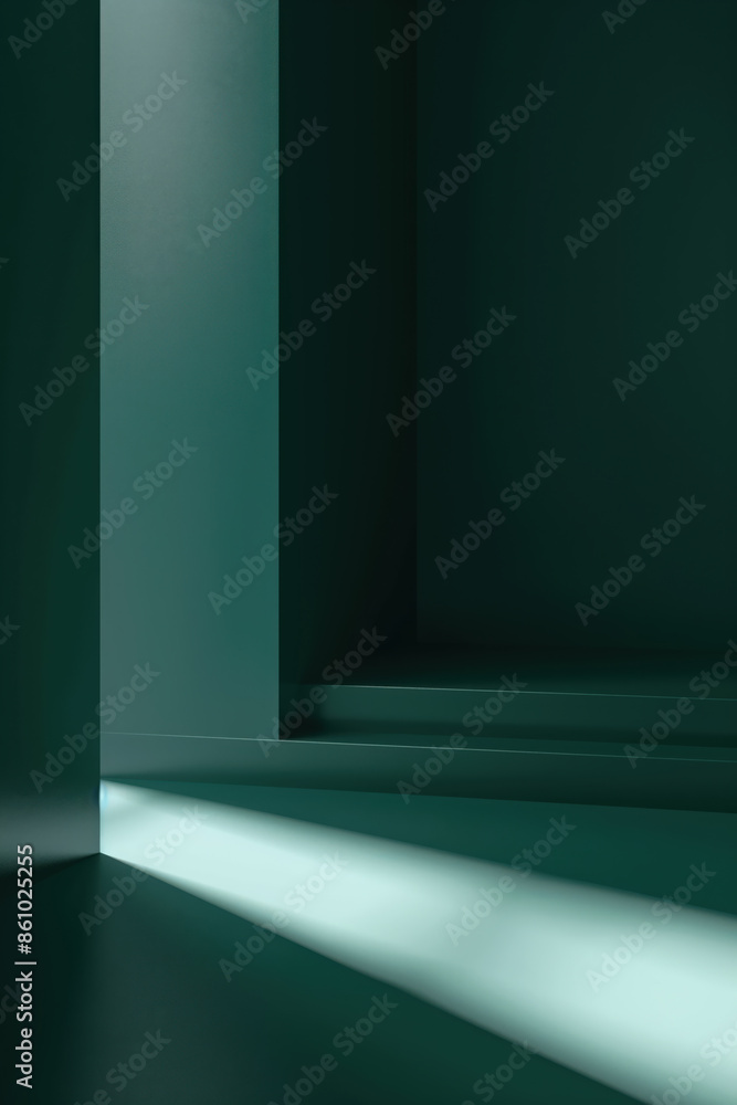 Poster empty green platform displaying minimalist product presentation