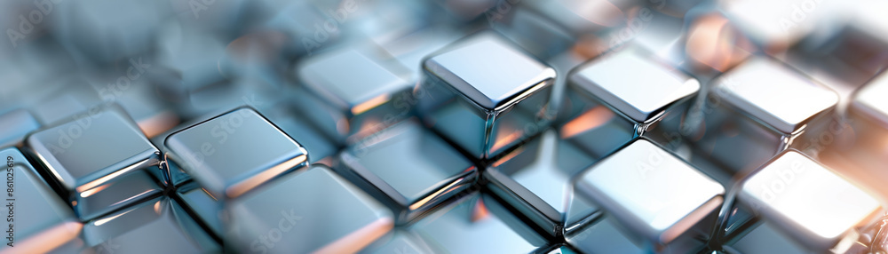 Poster abstract metallic cubes forming a geometric pattern. modern and futuristic design perfect for techno