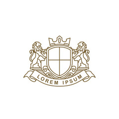 coat of arms logo, herladic line art, modern vintage