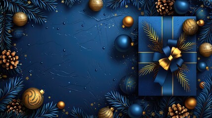Fototapeta premium A blue background with gold and blue decorations and a gold