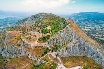 Acrocorinth fortress,  Upper Corinth, the acropolis of ancient Corinth Peloponnese, Greece