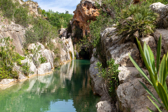 Place of the Sellent river in Bolbaite. Valencia, Spain.