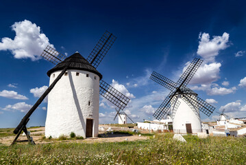 Old windmills in Campo de Criptana. Ciudad Real, Castile la Mancha, Spain.