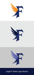 Initial F Letter Eagle Logo Icon with Creative Eagle Head Vector. F Letter Eagle Logo Illustration Design.