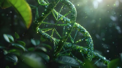 Bioinformatics green leaf DNA eco theme
