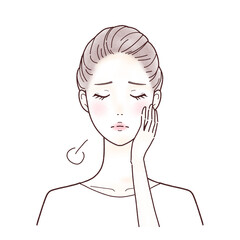 女性, 美容, ビューティー, 目を閉じる, 困る,悩む,溜息