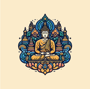 recommend clip art: vector illustration template of buddha