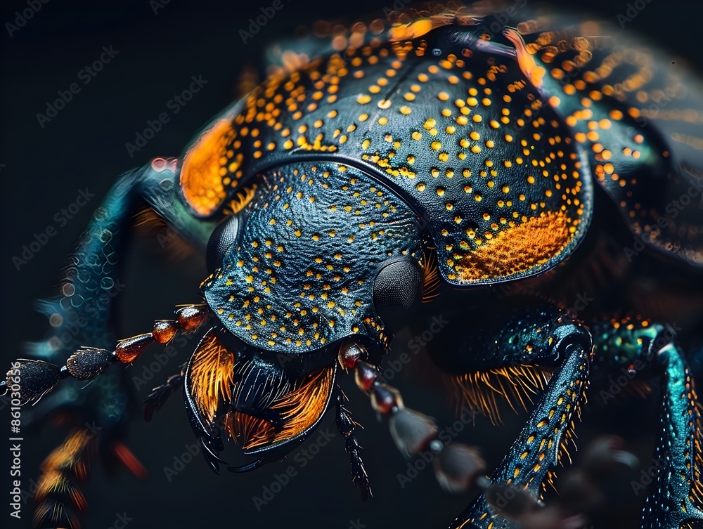 Poster captivating close up of beetle s exoskeleton showcasing intricate textures and patterns