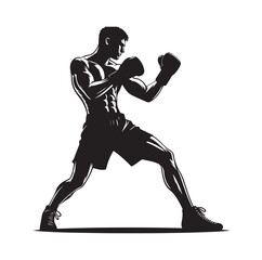 A boxer stand with pose silhouette illustration