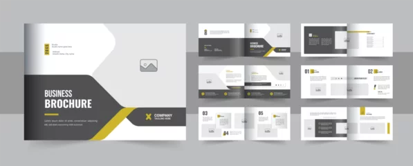 Fotobehang Donkergrijs Corporate business landscape brochure layout vector, Creative company profile brochure template design  © Pavel